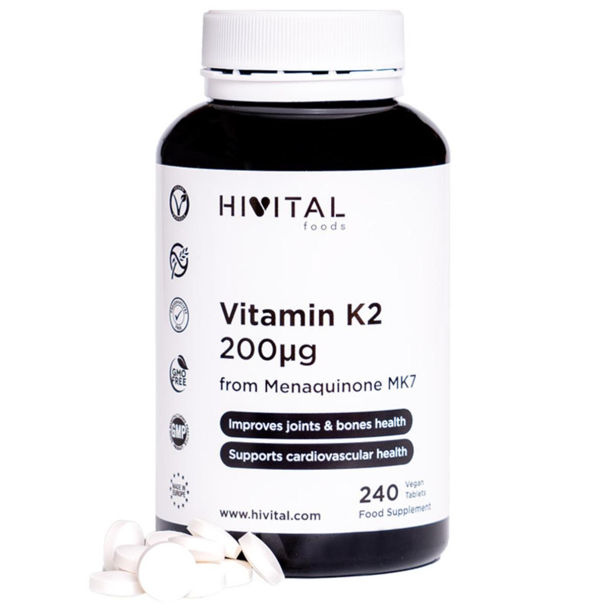 Witamina K2 MK7 200 mcg 240 tabletek wegańskich Hivital