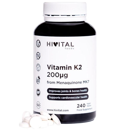 Vitamin K2 MK7 200 mcg 240 vegan tablets Hivital