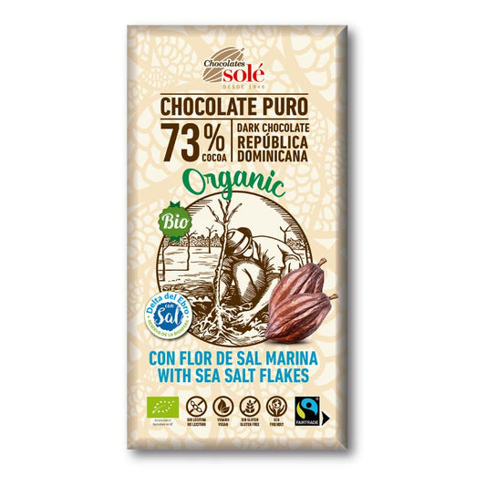 Tablette de chocolat à la fleur de sel 73 % cacao Chocolates Solé 100 g
