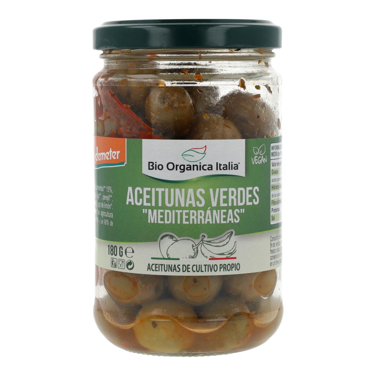 Zielone oliwki z dressingiem śródziemnomorskim Bio Organica Italia 180 g