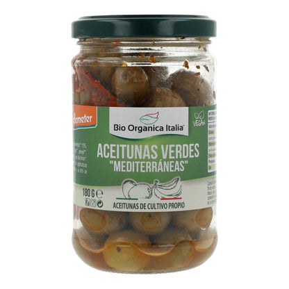 Zielone oliwki z dressingiem śródziemnomorskim Bio Organica Italia 180 g