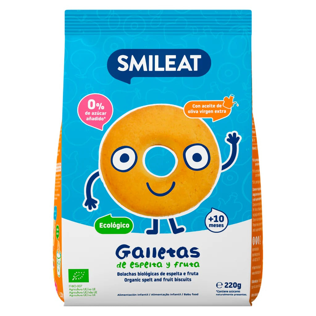 12-pack ekologiska speltkakor med äpple för barn Smileat, 220 g