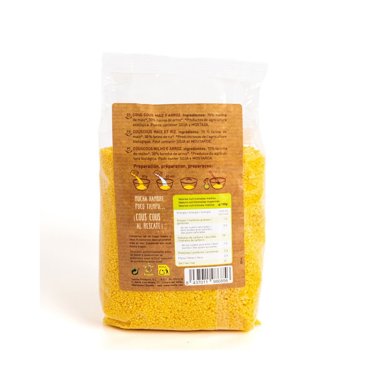 Couscous de maïs et riz BIO sans gluten Zealia 375 g