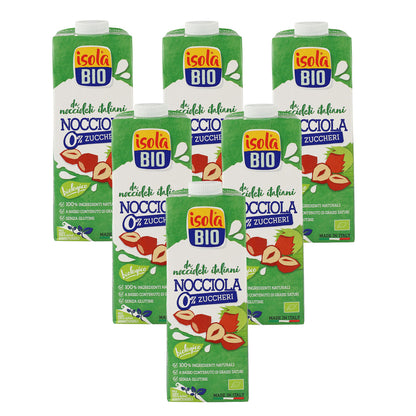 6-pack ekologisk hasselnötsdryck Isola Bio 1 l
