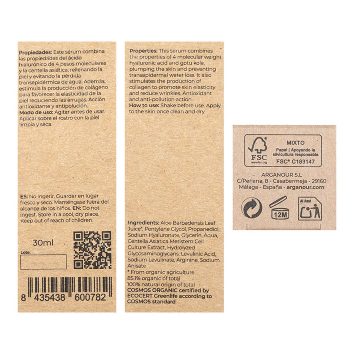 Serum do twarzy Radiance z kwasem hialuronowym i wąkrotką azjatycką Arganour 30 ml