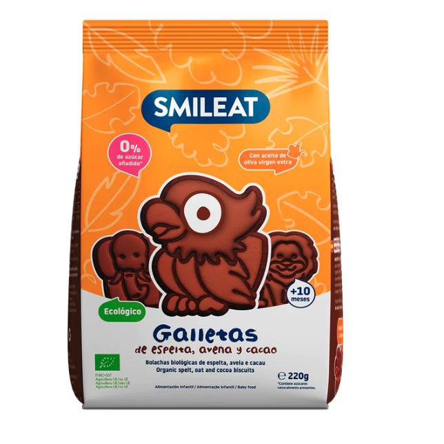 Pakket 12x Spelt-, haver- en cacaokoekjes ECO 220 g Smileat