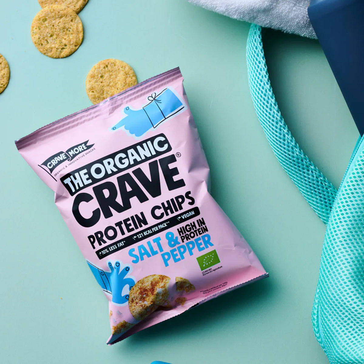 Chips protéinées aux lentilles Salt & Pepper, The Organic Crave, 75 g