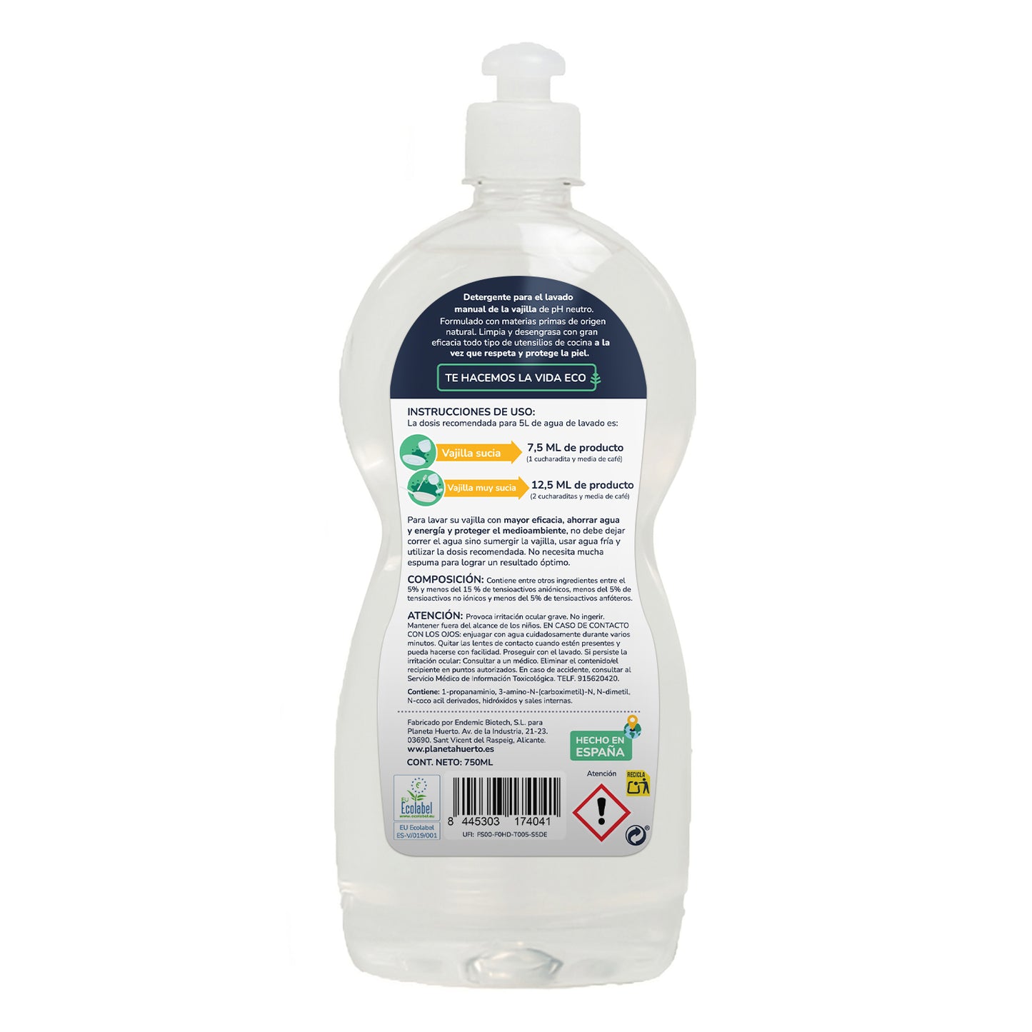 Pack 3xLave-vaisselle manuel hypoallergénique sans parfum ECO Planet Garden 750 ml