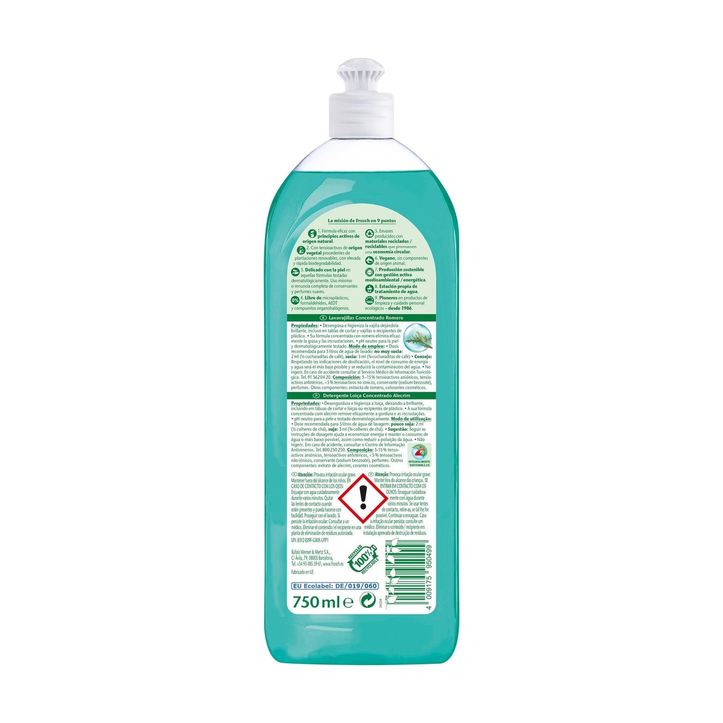 Pack of 2 x 750 ml Frosch Rosemary Dishwasher Liquid
