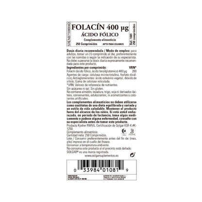 Folsyra Folacin 250 kapslar