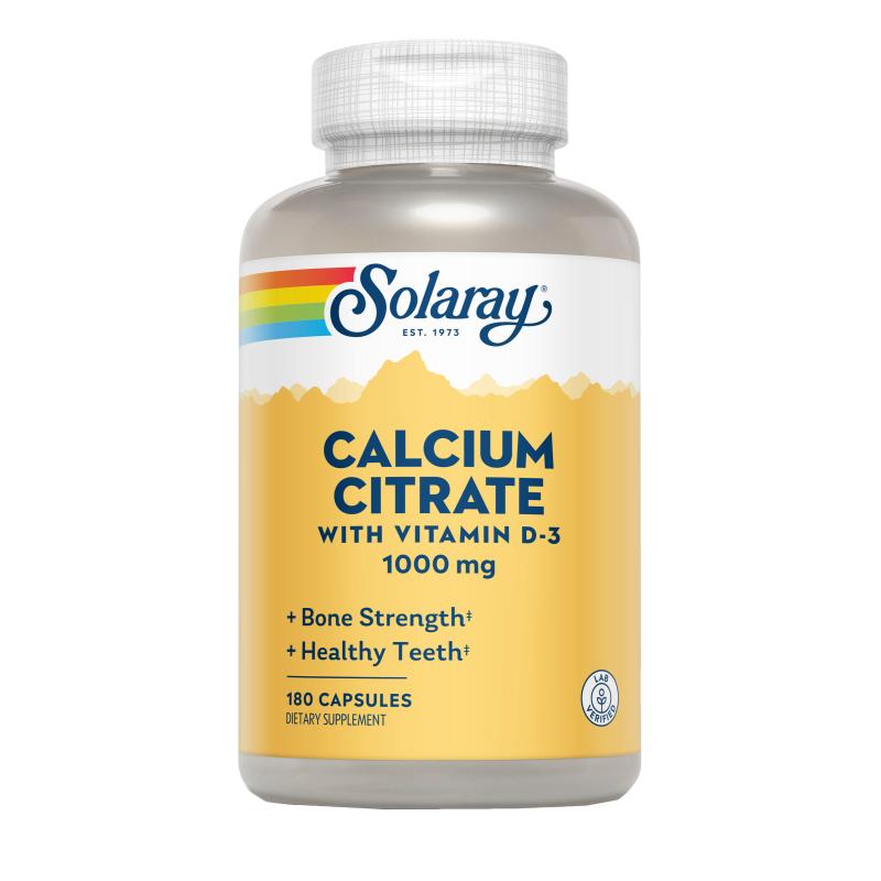 Calcium W/D3 Citrate 1000 mg Solaray 90 gélules