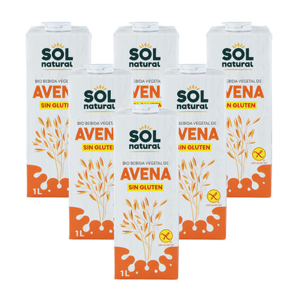 Pack of 6x Sol Natural Organic Gluten-Free Oat Drink 1 L