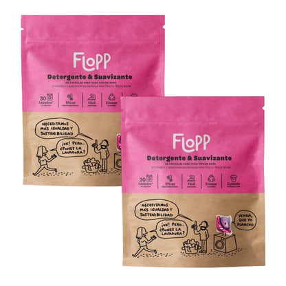 Pack of 2 x ECO Flopp Detergent with Fabric Softener 30 capsules