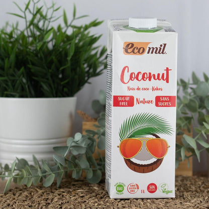 Zuckerfreies, glutenfreies und laktosefreies Kokosnuss-Pflanzengetränk Ecomil 1 l