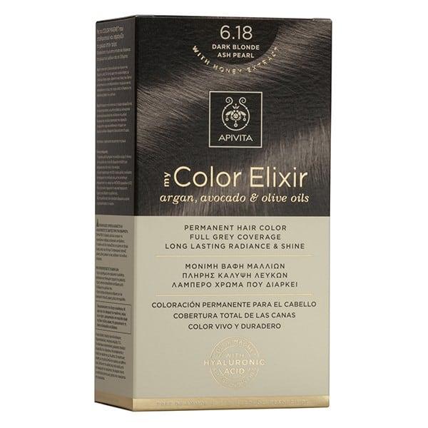 Farba do włosów My Color Elixir N6.18 Ciemny popielaty blond Apivita