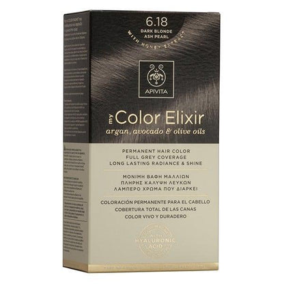 Farba do włosów My Color Elixir N6.18 Ciemny popielaty blond Apivita