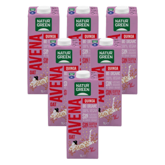 6-pack glutenfri dryck av havre och quinoa NaturGreen 1 l