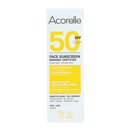 Crème solaire visage SPF 50 Acorelle 50 ml