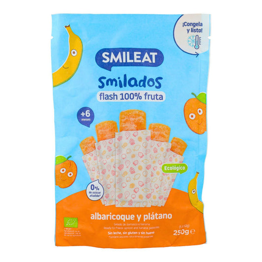 SMILADO organic apricot and banana, 100% fruit flash ice cream for children SMILEAT