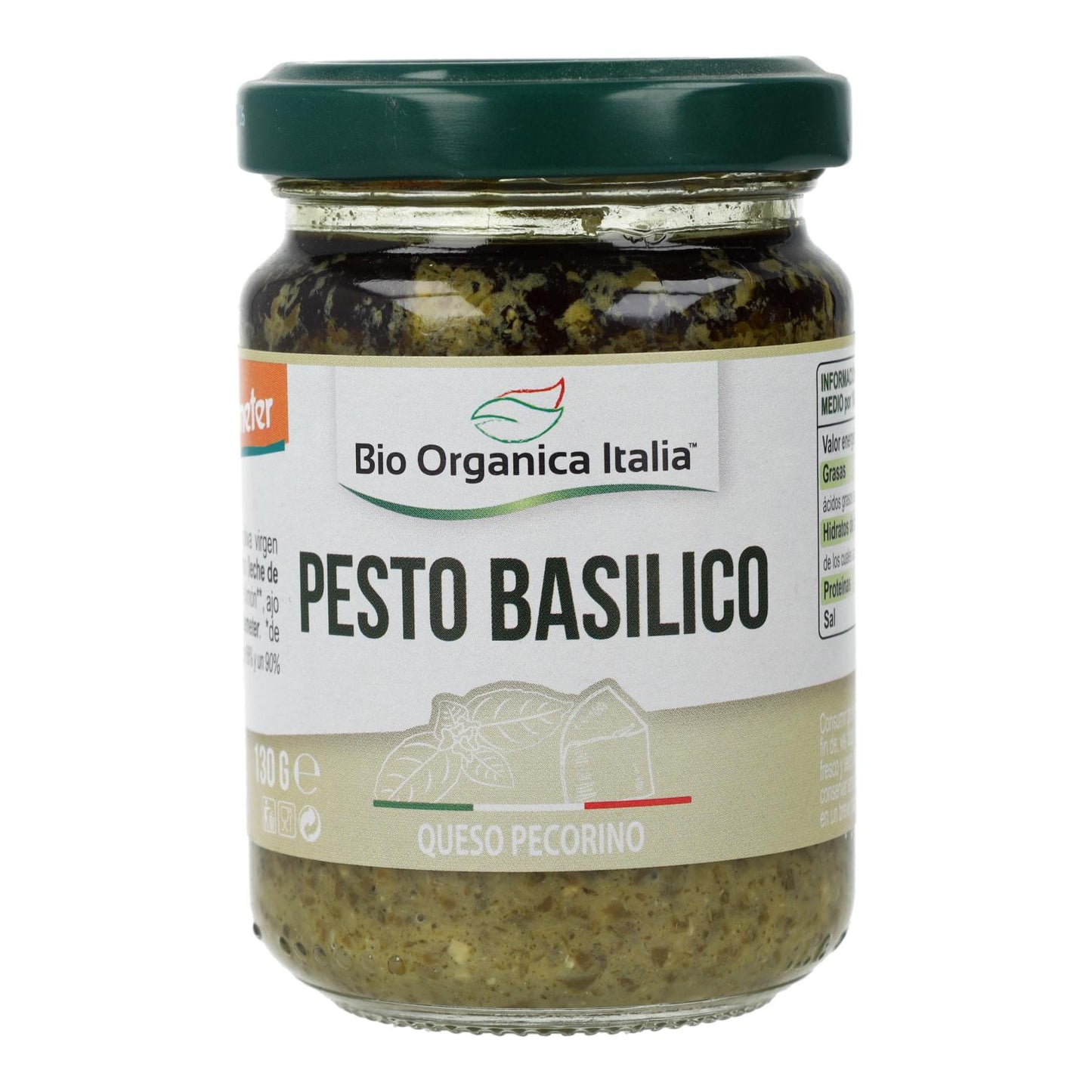 Grünes Basilikum-Pesto mit Pecorino und Cashewnüssen Bio Demeter Organica Italia 130 g