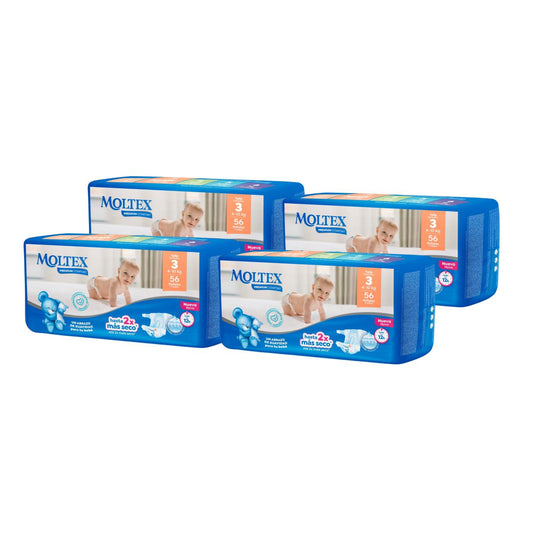 4er-Pack Moltex Premium Comfort Windeln T3 (4-10 kg) 56 Stück