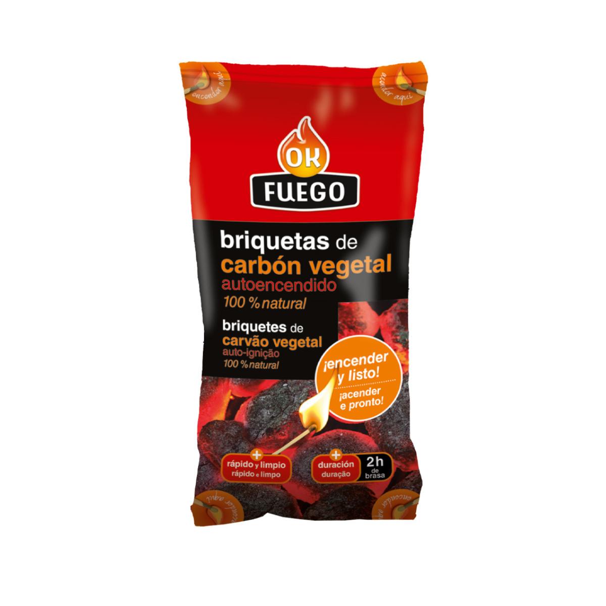 Bricchetti di carbone vegetale autoaccendenti Okfuego 1,5 kg