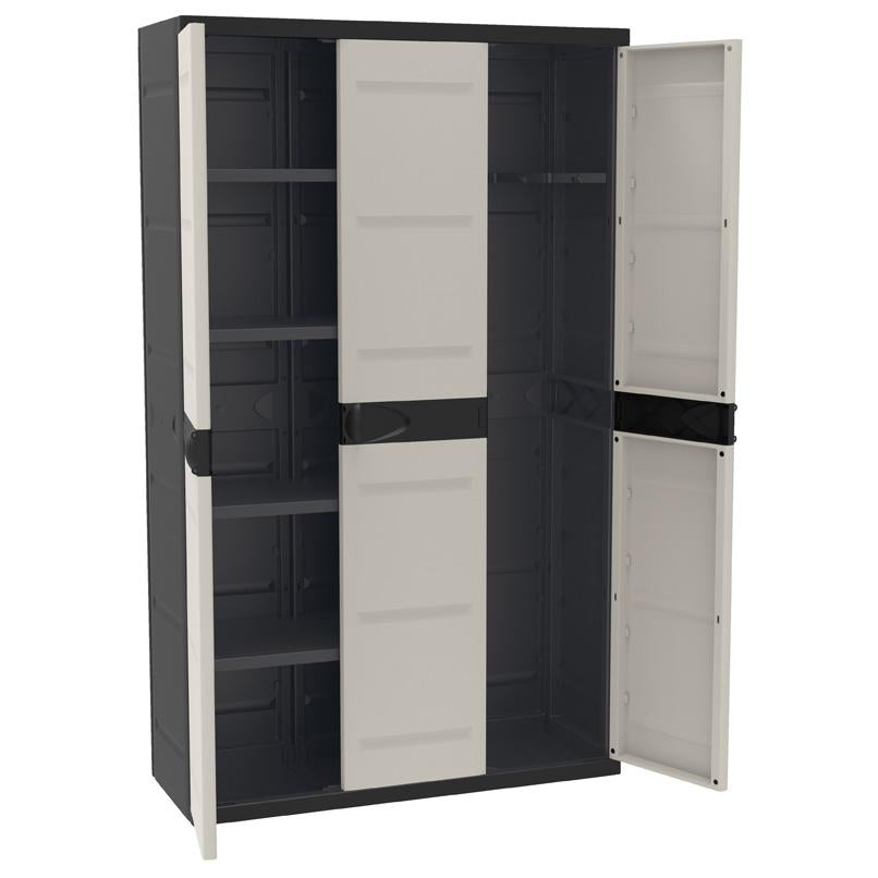 Armoire à 3 portes avec balai 105 cm Titanium Plastiken Noir (reconditionné)