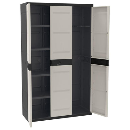 Armoire à 3 portes avec balai 105 cm Titanium Plastiken Noir (reconditionné)