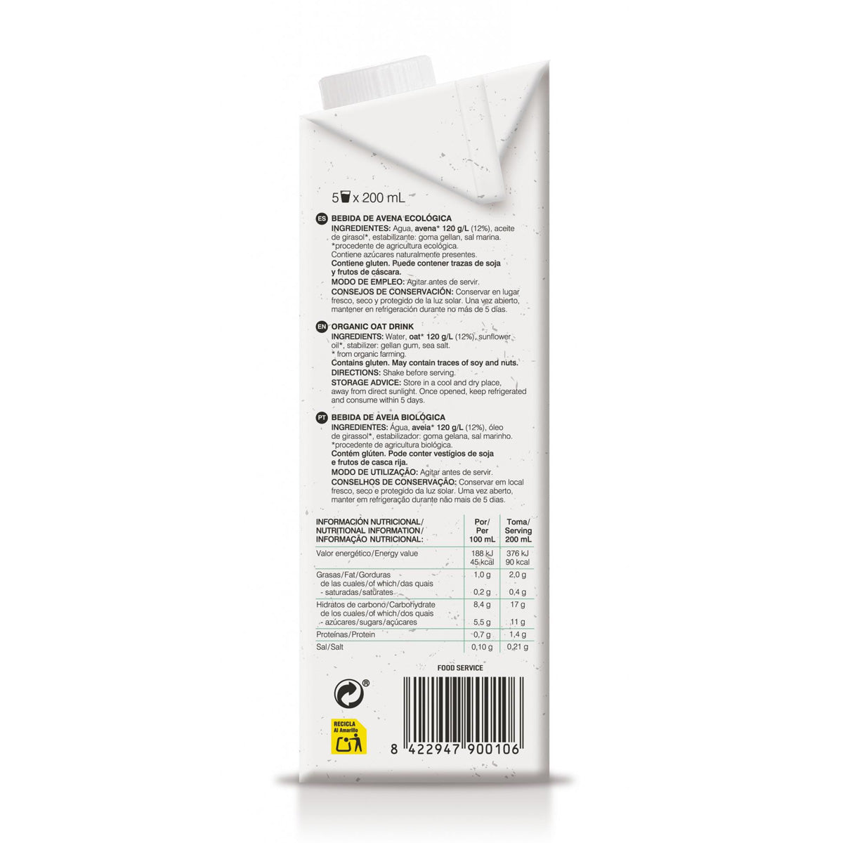 Pack 6 x Boisson à l'avoine BIO Soria Natural 1 L