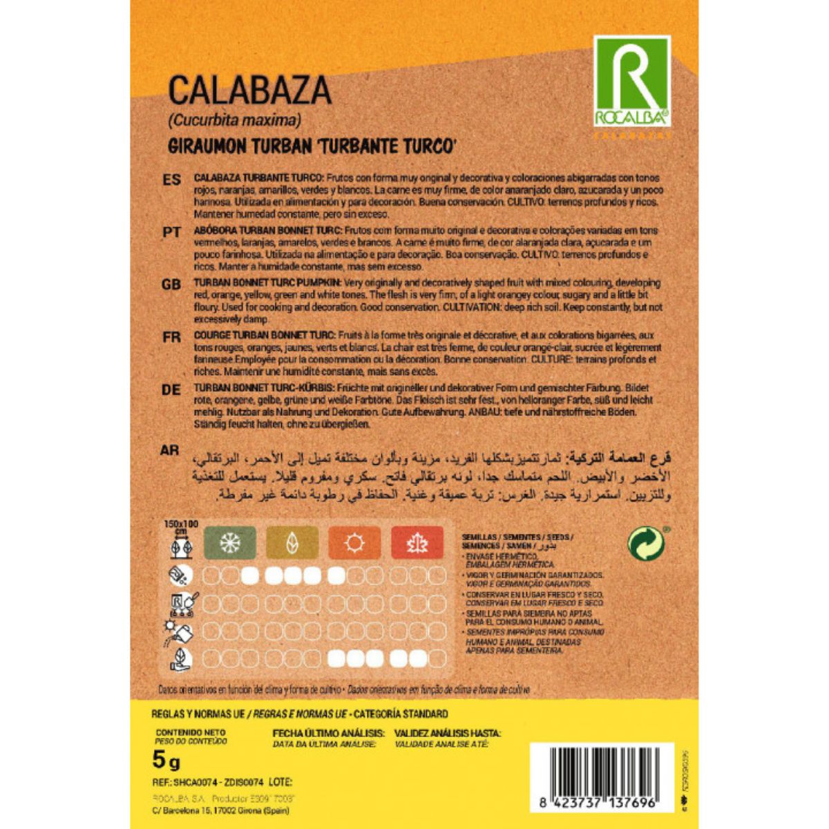 Graines de courge giraumont turban « turban turc »