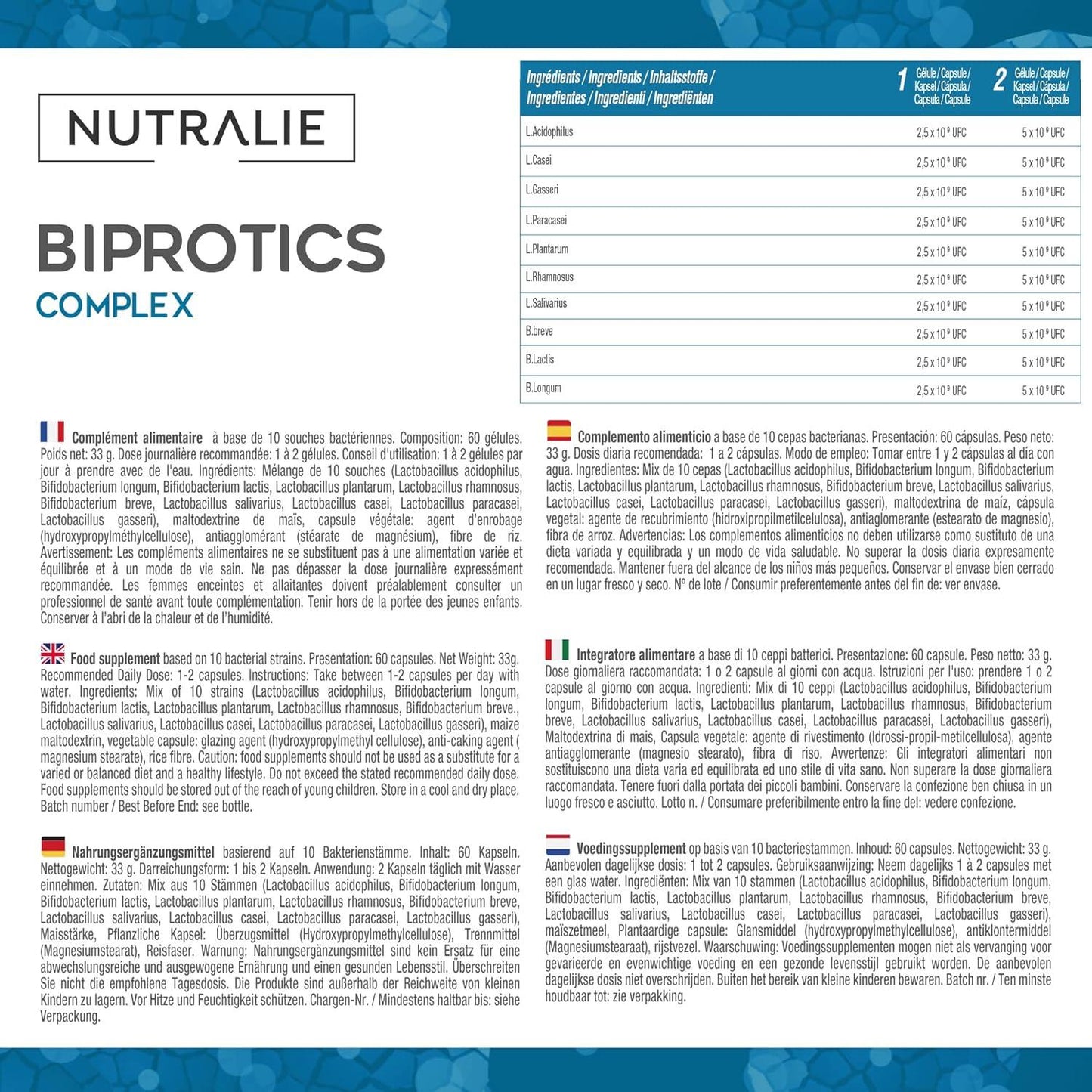 Nutralie Darmprobiotika 10 Stämme 60 Kapseln