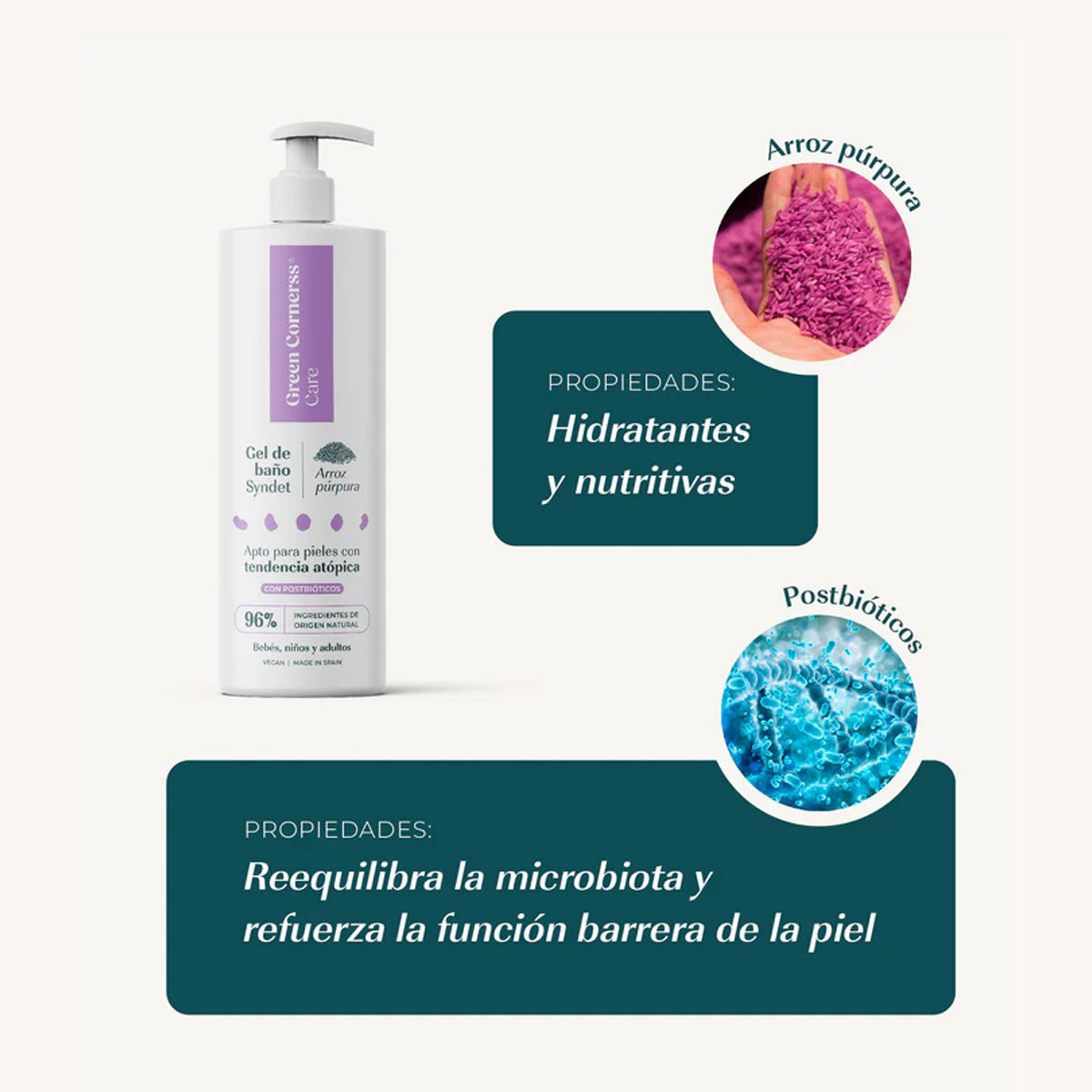 Badgel med lila ris Green Corners Care 400 ml