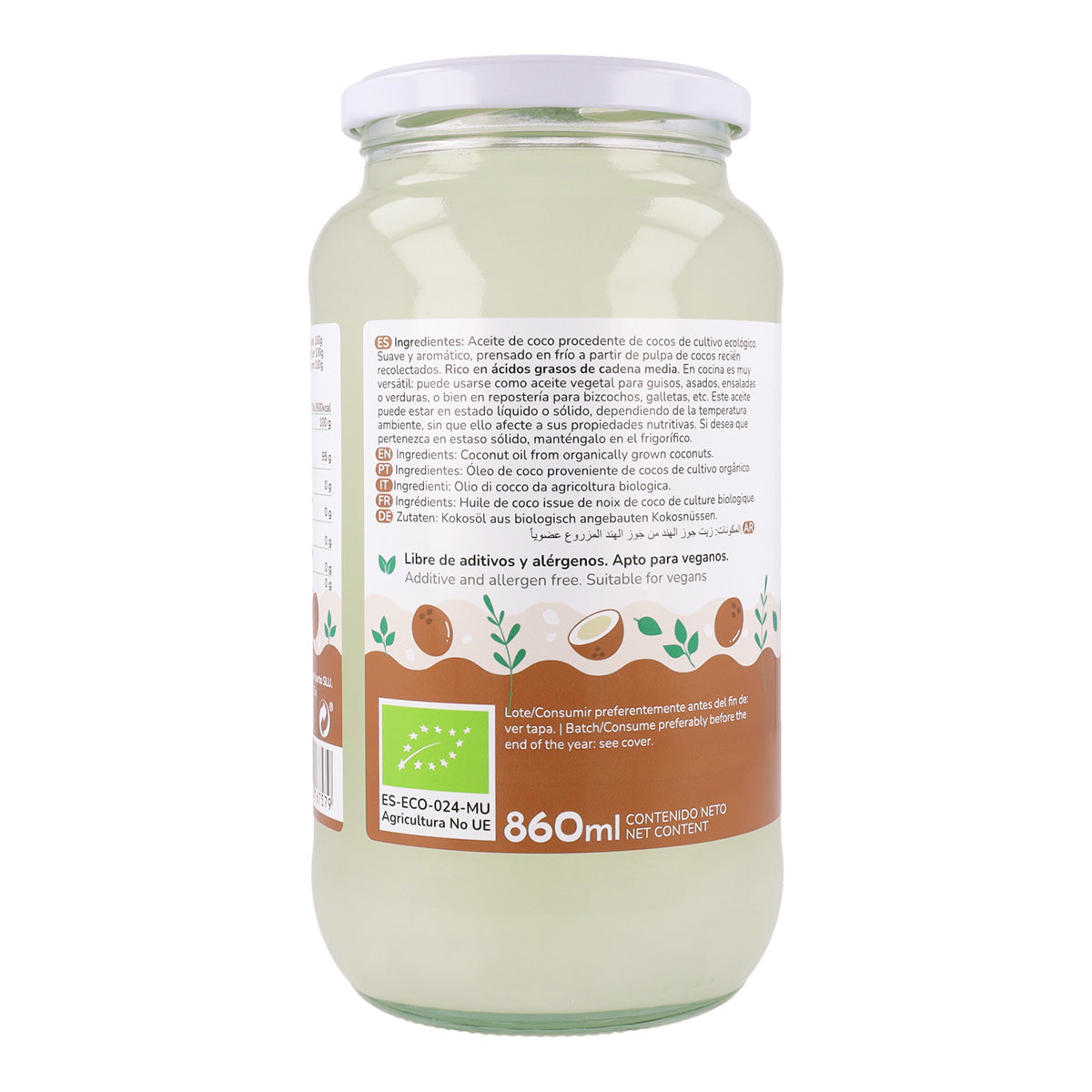 Confezione 3x Olio di cocco vergine ECO Planeta Huerto 1L