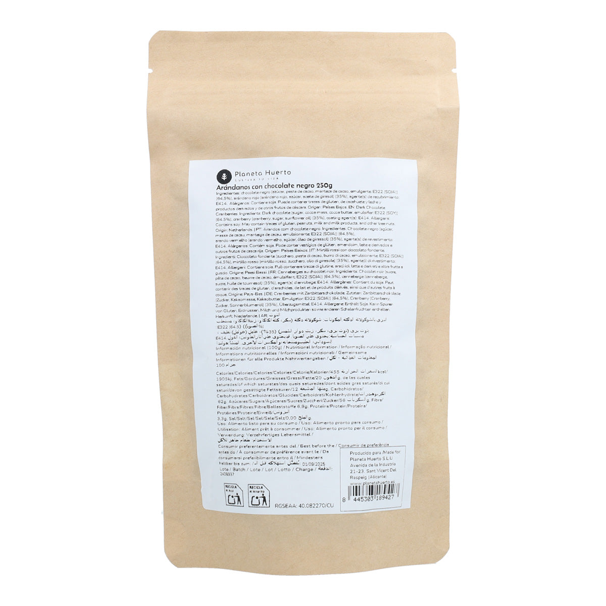 Arándanos con chocolate negro Planeta Huerto 250 g