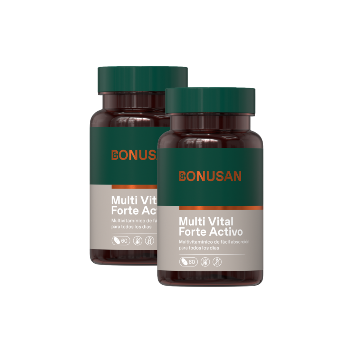 Pack 2x Multivital Forte Activo, Bonusan, 60 comprimés