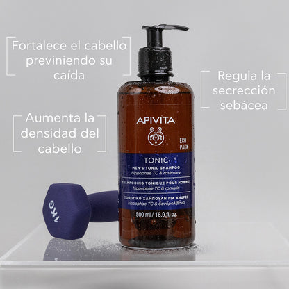 Champú tonificante hombre para la caída del cabello - ECOPACK APIVITA, 500 ml