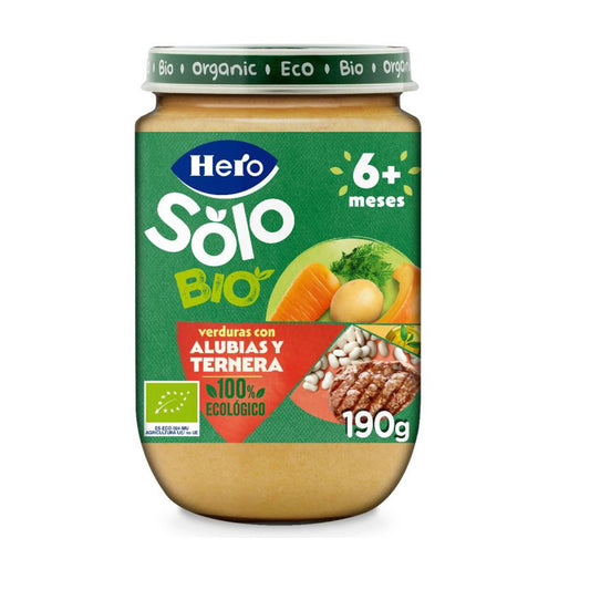 Eco +6 months beef and bean jar, Hero Baby SOLO, 190 g