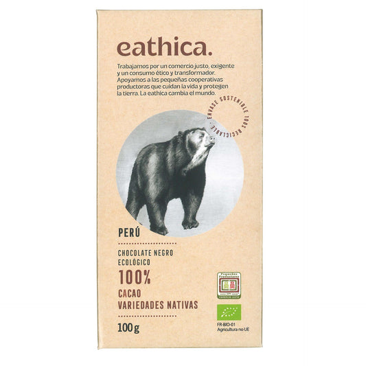 Chocolat eathica 100 % Pérou BIO 100 g