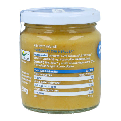 Bio-Gläschen mit Gemüse und Seehecht +6 Monate Smileat 230 g