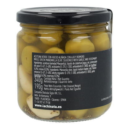Manzanilla-olijven met knoflook en rozemarijn La Chinata 350 g