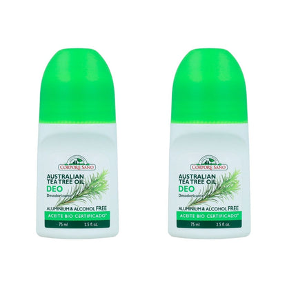 2er-Pack Roll-on-Deodorant mit Teebaumöl Corpore Sano, 75 ml