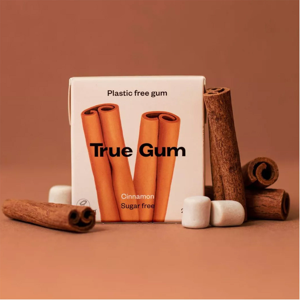 Plastic-free cinnamon chewing gum True Gum 21 g
