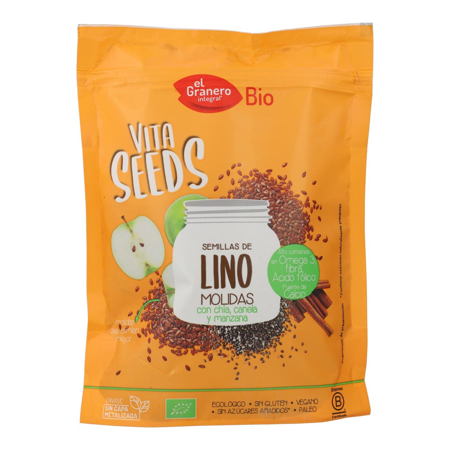 Flax, Chia, Apple and Cinnamon Seeds Vitaseeds Bio El Granero, 200 g