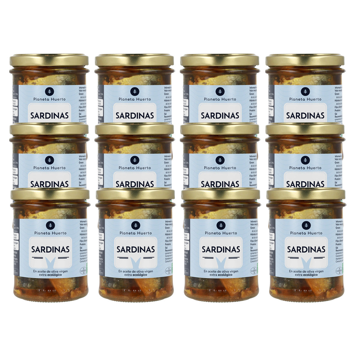 Pack 12x Sardines à l'huile d'olive vierge extra ECO Planeta Huerto 190 g