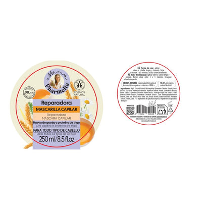 Repairing Hair Mask with Farm Egg and Wheat Protein, Mama Pharmelia, 250 ml