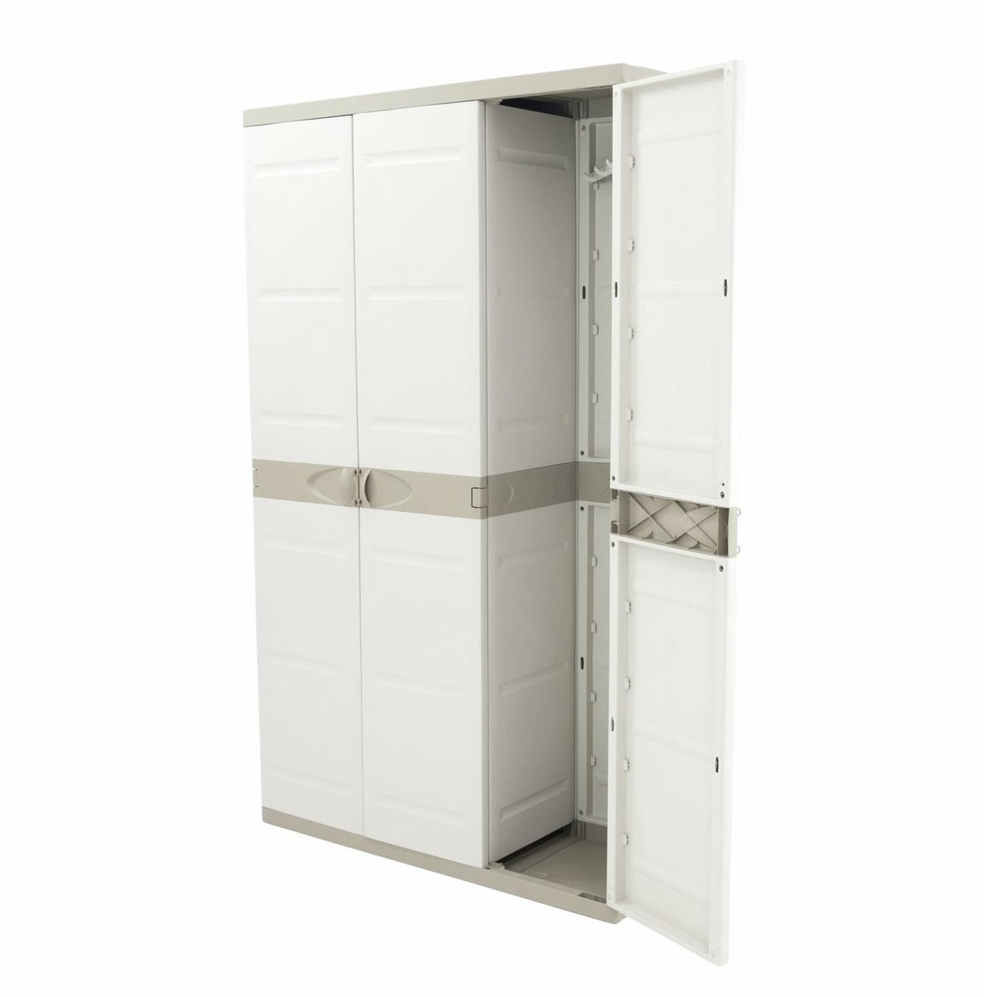 Kast met 3 deuren en bezemhouder 105 cm Titanium Plastiken Beige (gereviseerd)