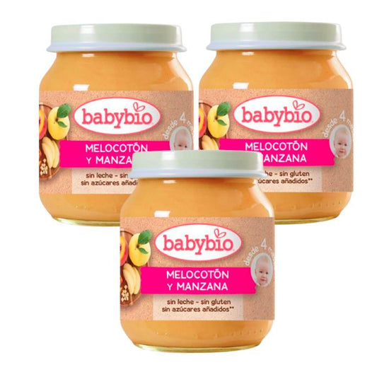 PROMO Pack 3x Peach and Apple Jars 130 g Babybio