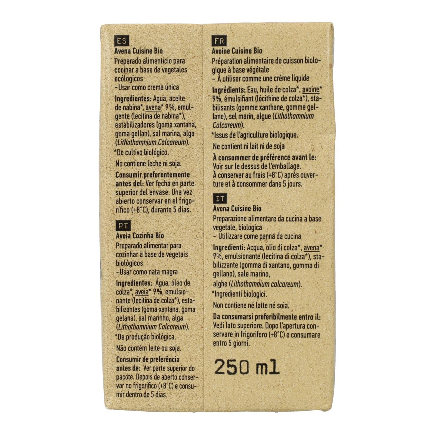 Oatly Bio Light Oat Cream, 250 ml