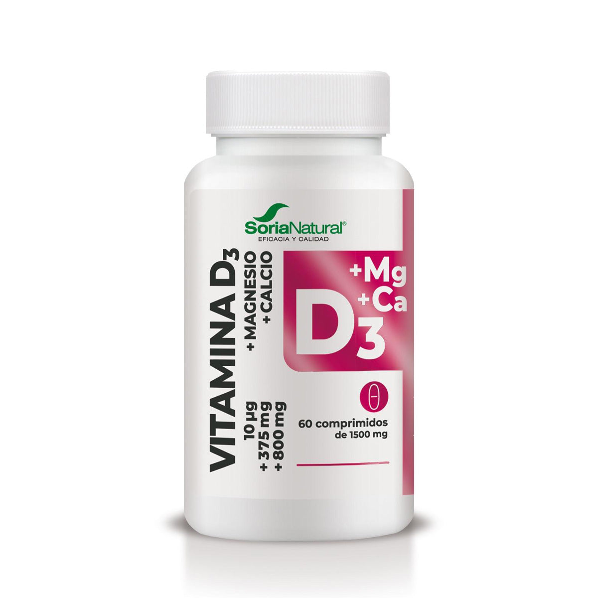 Vitamine D3+MG à libération prolongée, Soria Natural, 60 comprimés