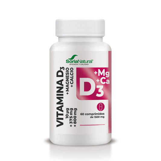 Vitamin D3+MG Sustained Release, Soria Natural, 60 tablets
